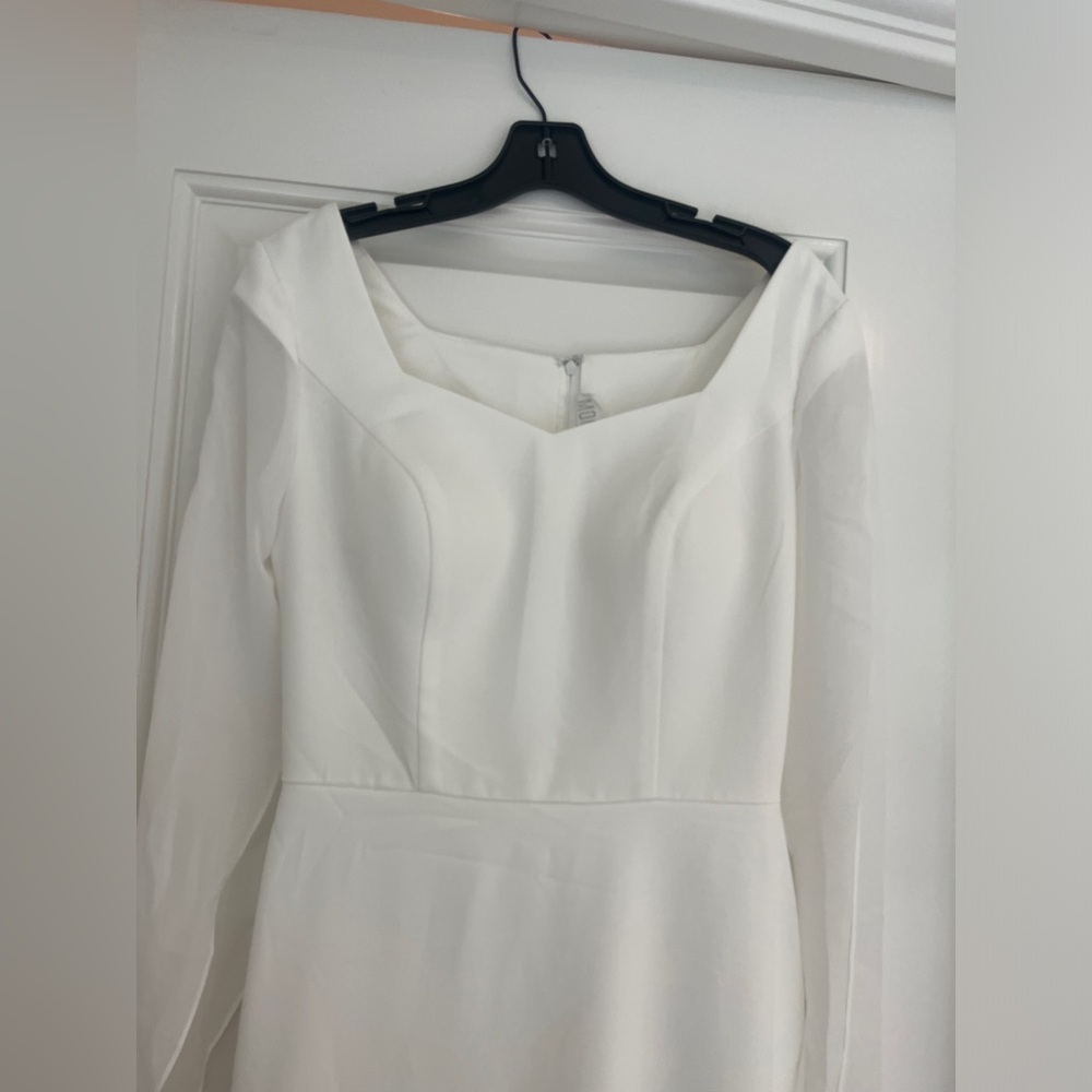 NEW✨ Moonlight Wedding Dress / Crepe dress w chiffon sleeves / Modest / Fits sz6 - Picture 8 of 11
